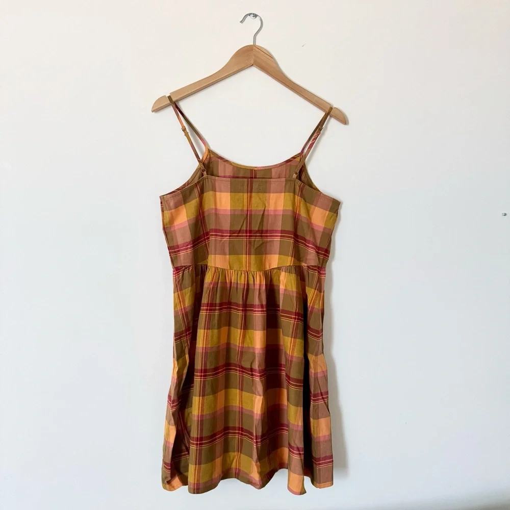 Madewell Plaid Babydoll Cami Dress Madras Spiced Olive M - Picture 9 of 12